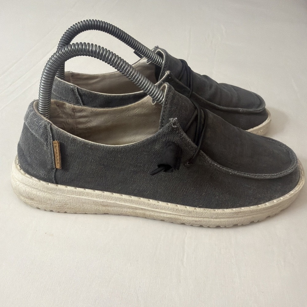 Hey Dude Loafers Women 7 M Wendy Holiday Sparkle Shoes Gray Canvas‎ Lace Slip On - Picture 3 of 16